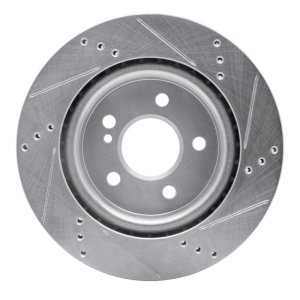 Mercedes-Benz GLA250 Brake Rotor (1) - Rear Left - R1 Concepts - Drilled & Slotted - Silver - `14-`19
